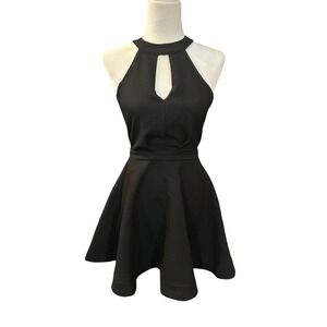 CiCi Black Halter Neck‎ Fit and Flare Mini Dress Cut Out Party Cocktail
